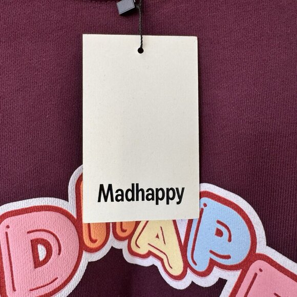 Madhappy Sweatshirt Womens Small Purple Crewneck Bubble Letters Snapchat - Picture 7 of 11